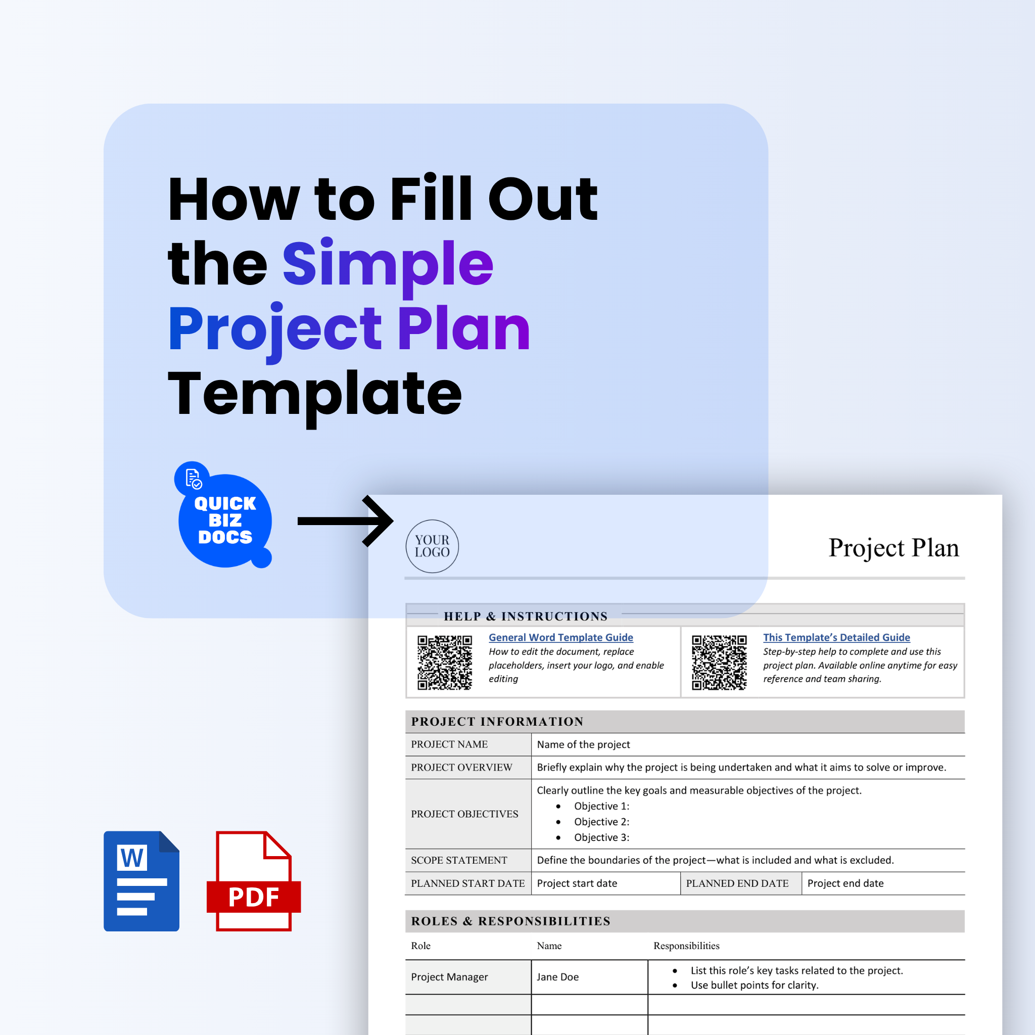 How to Fill Out the Simple Project Plan Template – QuickBizDocs