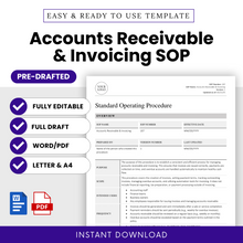 Accounts Receivable & Invoicing SOP template with editing and download options.