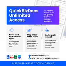 QuickBizDocs unlimited access membership for business templates with full growing library of editable SOP, policy, checklist, and operations templates