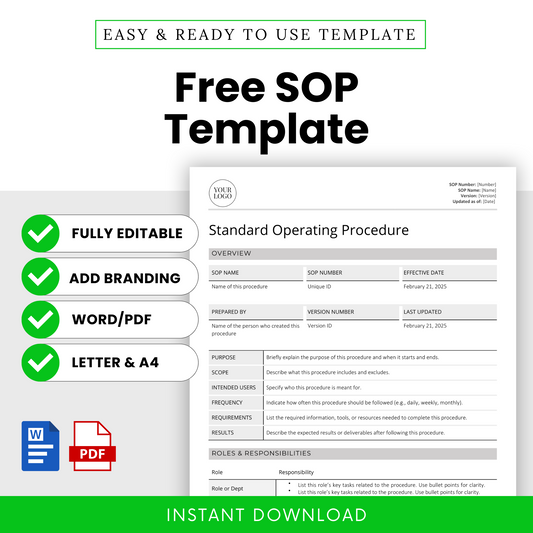 Free Standard Operating Procedure (SOP) Template – Word & PDF Download