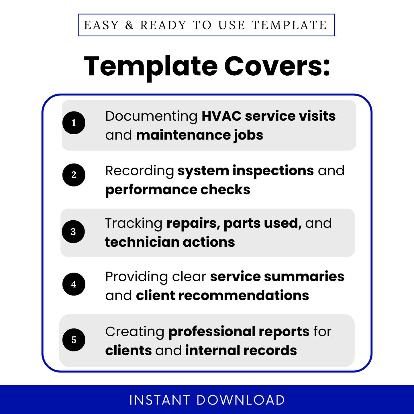 Simple HVAC Service Report template showcasing key use cases like documenting service visits, inspections, and repairs. This editable HVAC Service Report Template Word format helps technicians track maintenance jobs, performance checks, and client recommendations with ease.