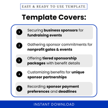 Simple Sponsorship Commitment Form Template highlighting key use cases like fundraising events, nonprofit galas, and tiered sponsorship packages. This Sponsorship Commitment Form Template PDF helps organizations manage sponsor commitments, customize benefits, and track payment preferences.
