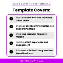 A simple infographic highlighting how the checklist helps organize client onboarding, track communication, and ensure no important steps are missed