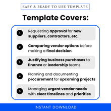 Vendor Request Form template showcasing real business use cases like supplier approval, procurement planning, and decision-making, perfect for managers and operations teams.