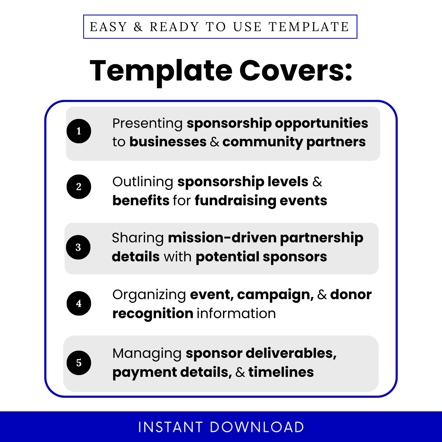 Simple Nonprofit Sponsorship Packet Template highlighting sponsorship opportunities, levels, and benefits for fundraising events and community partnerships. This editable Sponsorship Packet Template PDF helps nonprofits present mission-driven partnerships and organize donor recognition and sponsor details effectively.