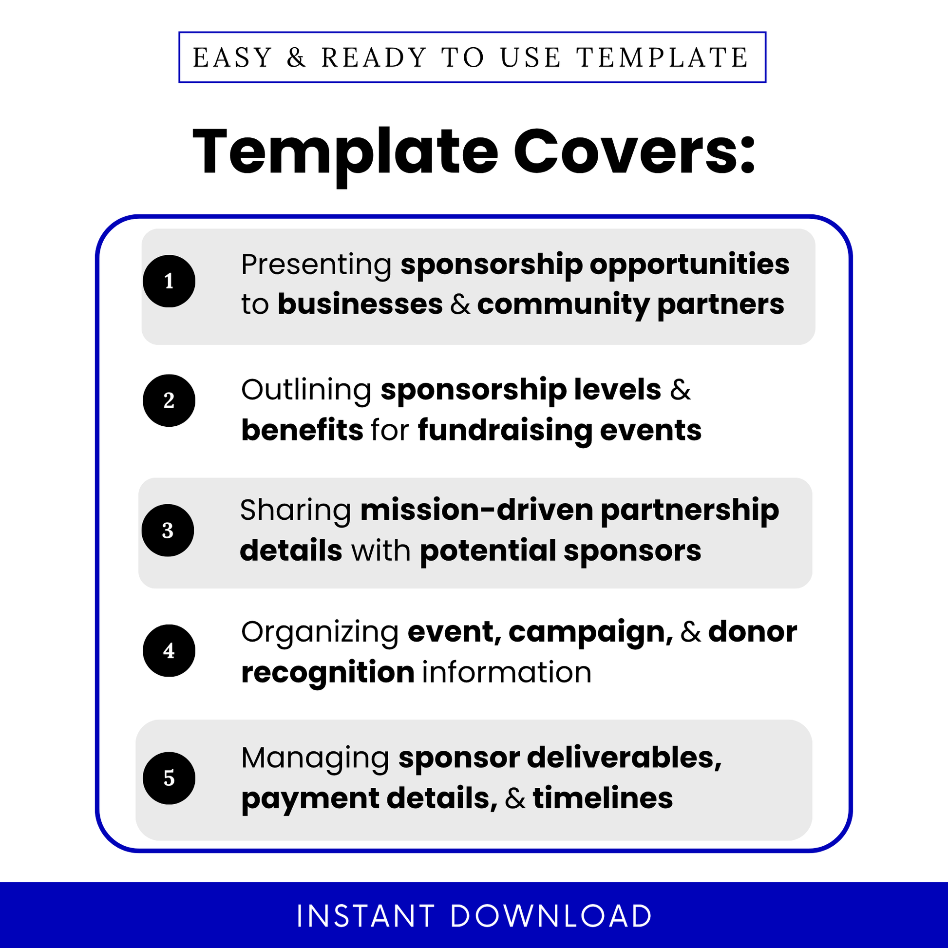Simple Nonprofit Sponsorship Packet Template highlighting sponsorship opportunities, levels, and benefits for fundraising events and community partnerships. This editable Sponsorship Packet Template PDF helps nonprofits present mission-driven partnerships and organize donor recognition and sponsor details effectively.