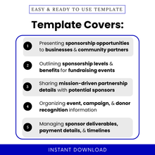 Simple Nonprofit Sponsorship Packet Template highlighting sponsorship opportunities, levels, and benefits for fundraising events and community partnerships. This editable Sponsorship Packet Template PDF helps nonprofits present mission-driven partnerships and organize donor recognition and sponsor details effectively.