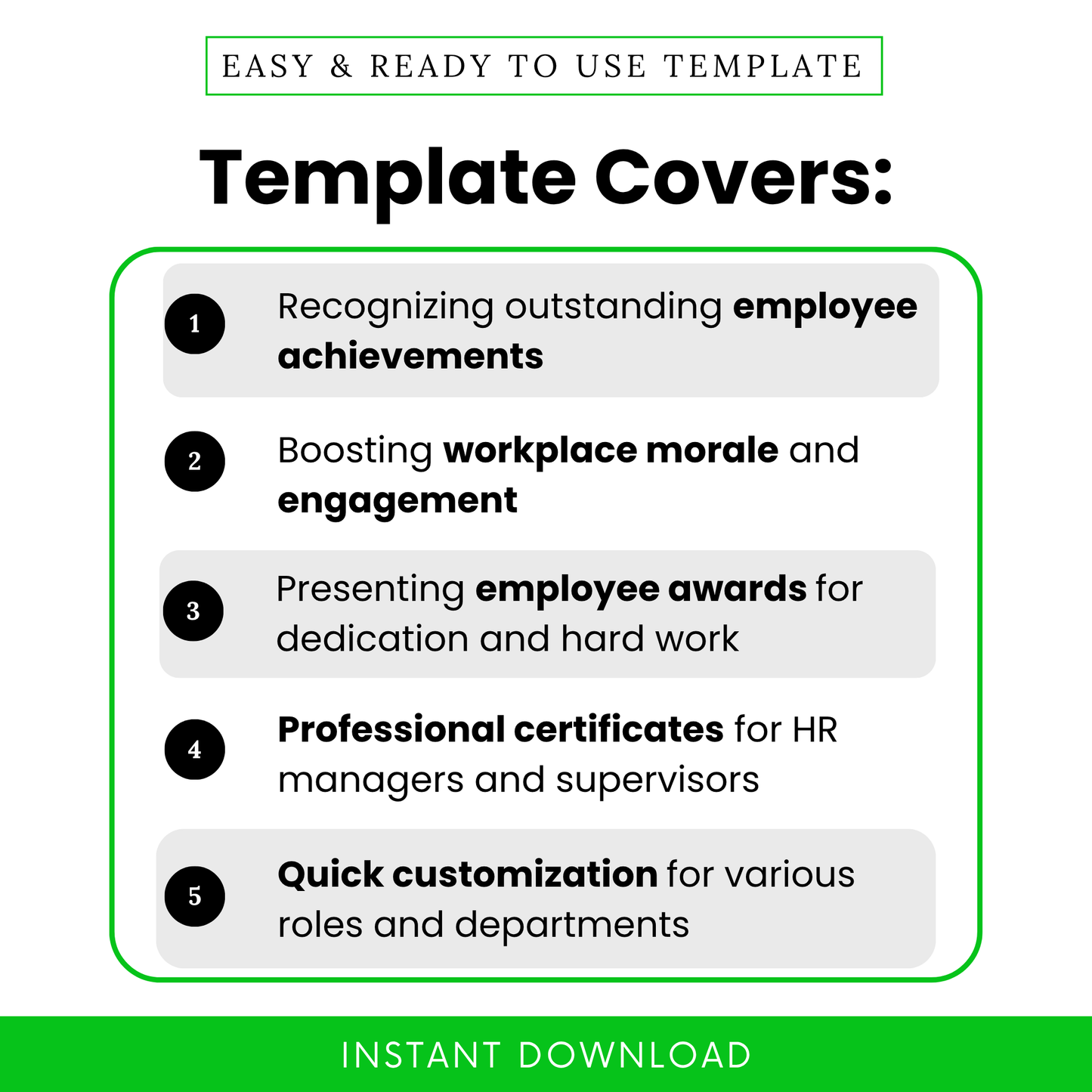 Employee recognition certificate template uses including staff achievements awards, workplace morale boost, employee appreciation, HR professional certificates, customizable for departments