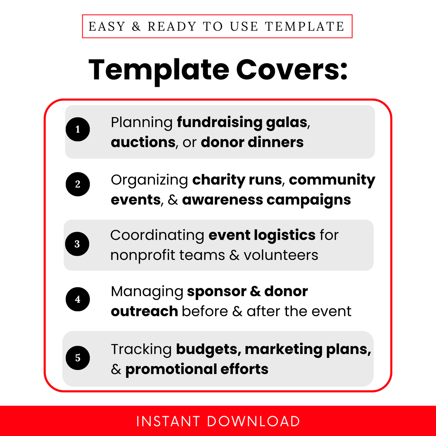 Simple Nonprofit Event Planner Template showcasing key use cases like fundraising galas, charity runs, and donor events. This editable fundraiser planner helps nonprofit teams streamline event logistics, outreach, and budgeting in a professional format.