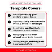 Simple Nonprofit Event Planner Template showcasing key use cases like fundraising galas, charity runs, and donor events. This editable fundraiser planner helps nonprofit teams streamline event logistics, outreach, and budgeting in a professional format.
