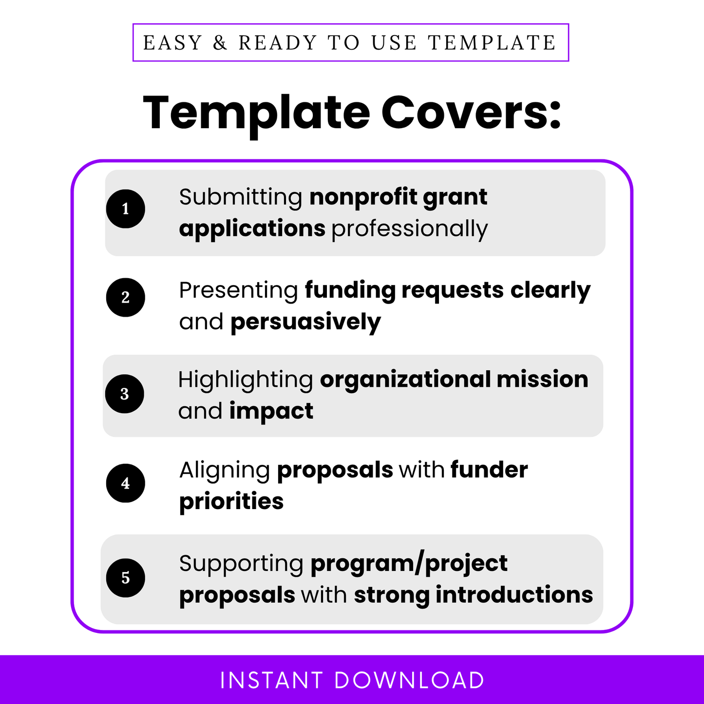 Simple Grant Cover Letter Template highlighting key use cases like submitting nonprofit grant applications and presenting funding requests clearly. This editable Grant Submission Letter Template helps organizations align proposals with funder priorities while showcasing mission and impact professionally.