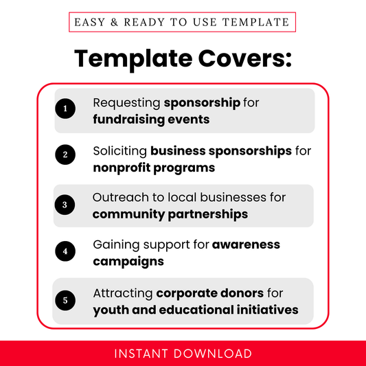 Sponsorship letter use cases for fundraising events, nonprofit programs, community partnerships, and corporate donor outreach template