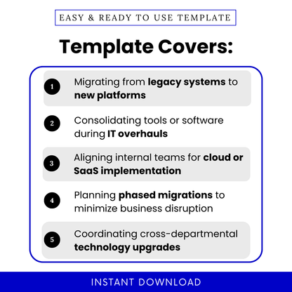 Overview of how this migration plan can be used, including moving from legacy systems, managing IT upgrades, planning SaaS implementations, and coordinating cross-team technology changes.
