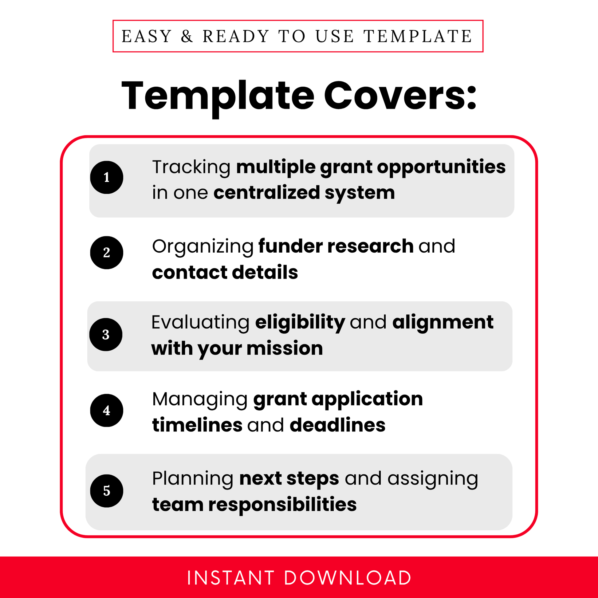 Simple Grant Prospect Research Tracker Template showcasing key use cases like tracking multiple grant opportunities and organizing funder research. This editable grant tracker template is ideal for nonprofits and small business teams looking to streamline grant applications and planning.