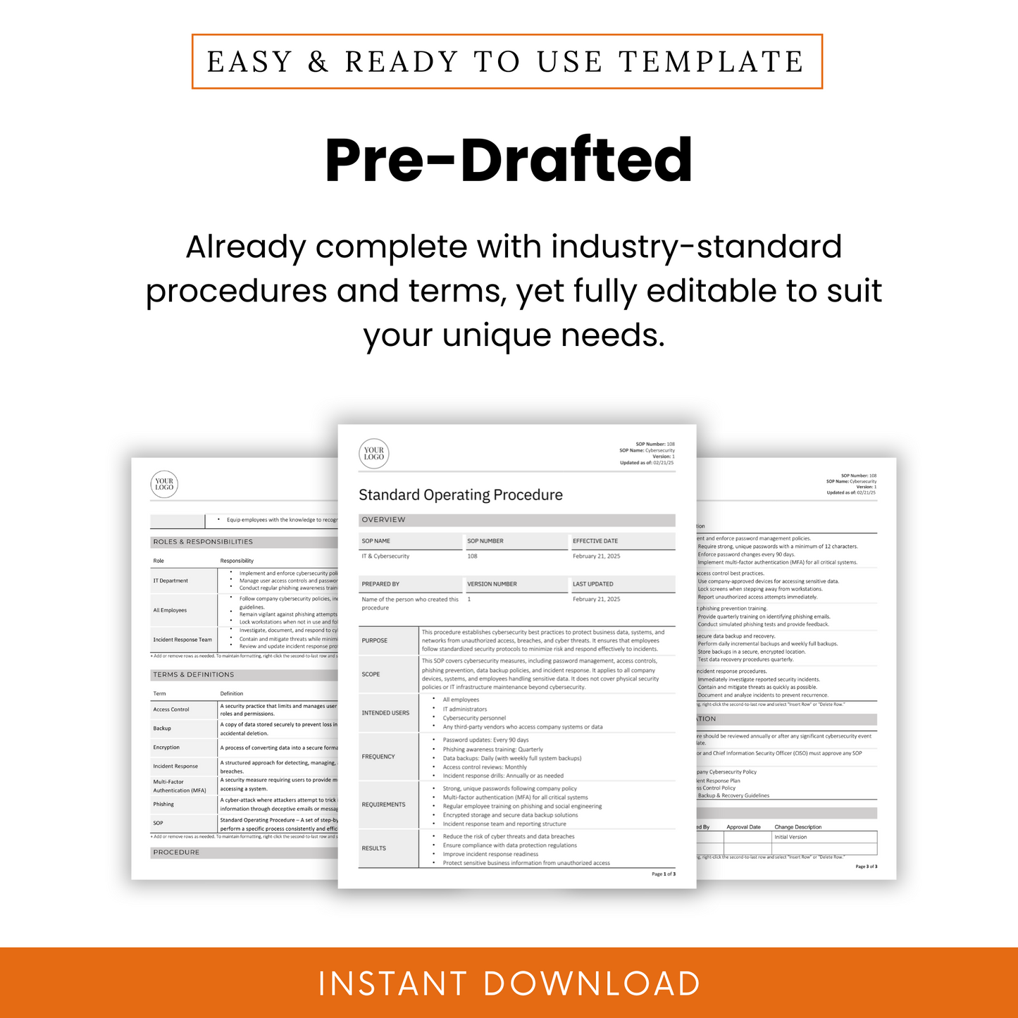 IT & Cybersecurity SOP Template (Word & PDF) – Simple Standard Operating Procedure Template