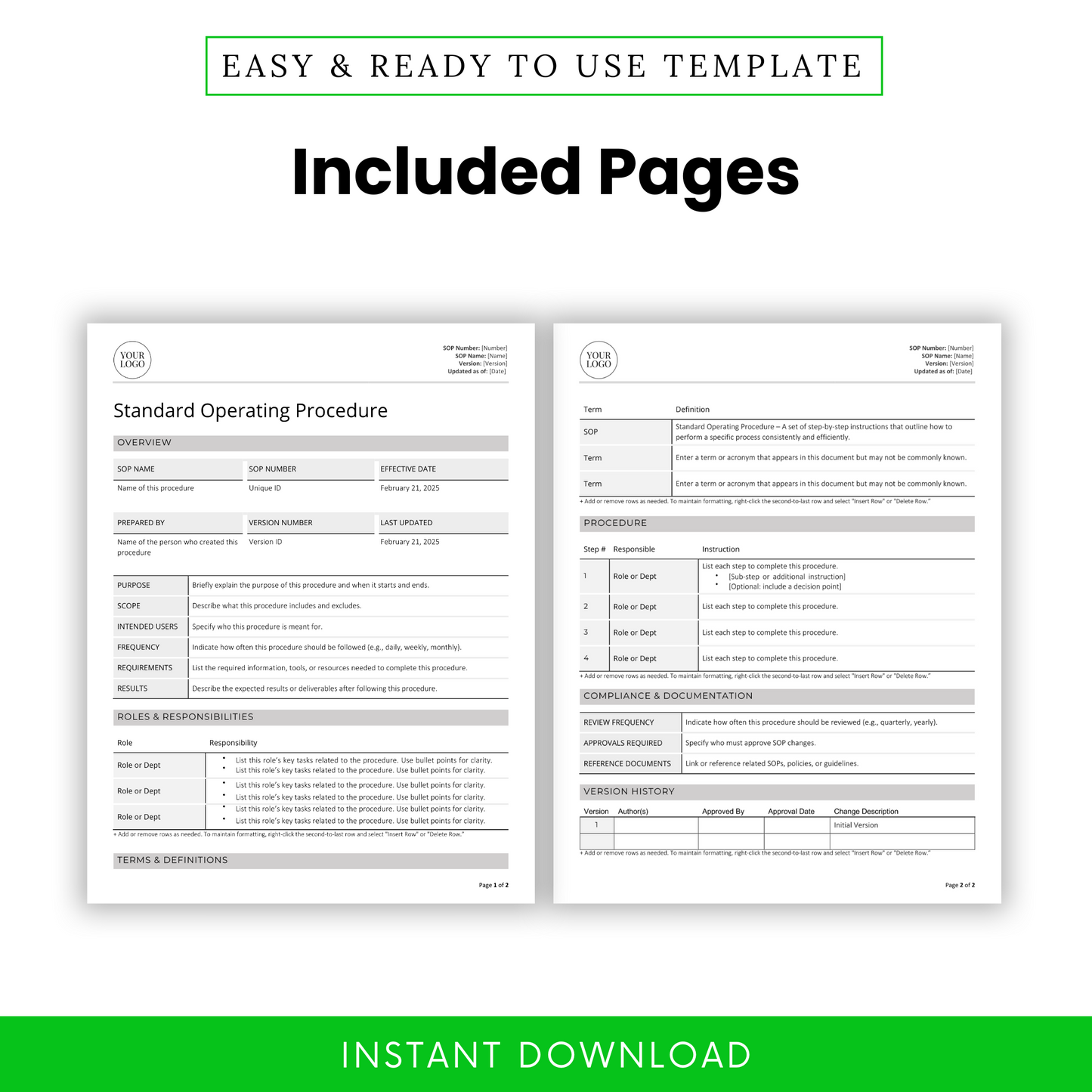 Free Standard Operating Procedure (SOP) Template – Word & PDF Download