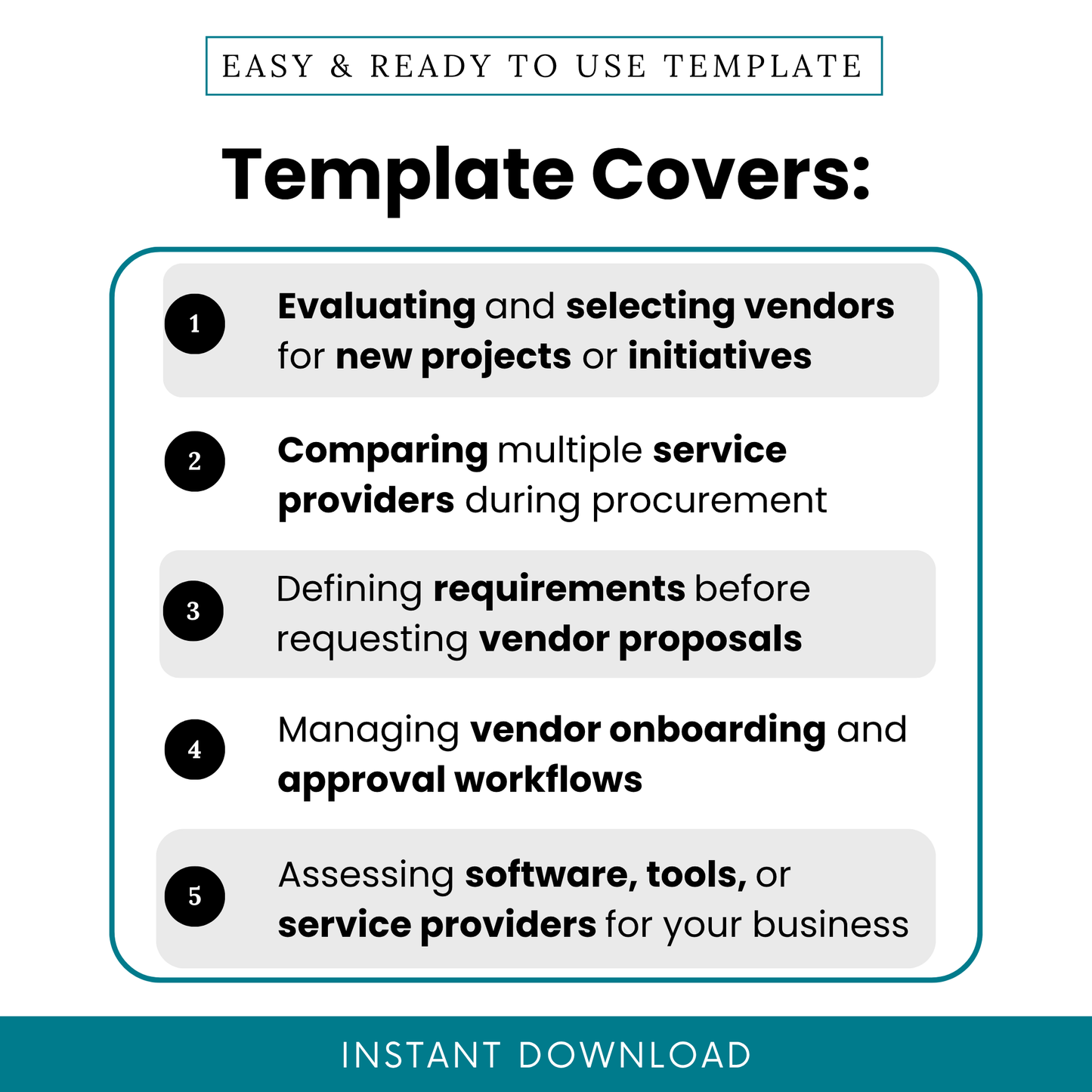 Simple Vendor Needs Assessment Template highlighting real-world use cases like vendor selection, procurement comparison, and onboarding workflows. This Vendor Needs Assessment Template PDF helps small businesses, managers, and teams define requirements and evaluate service providers efficiently.