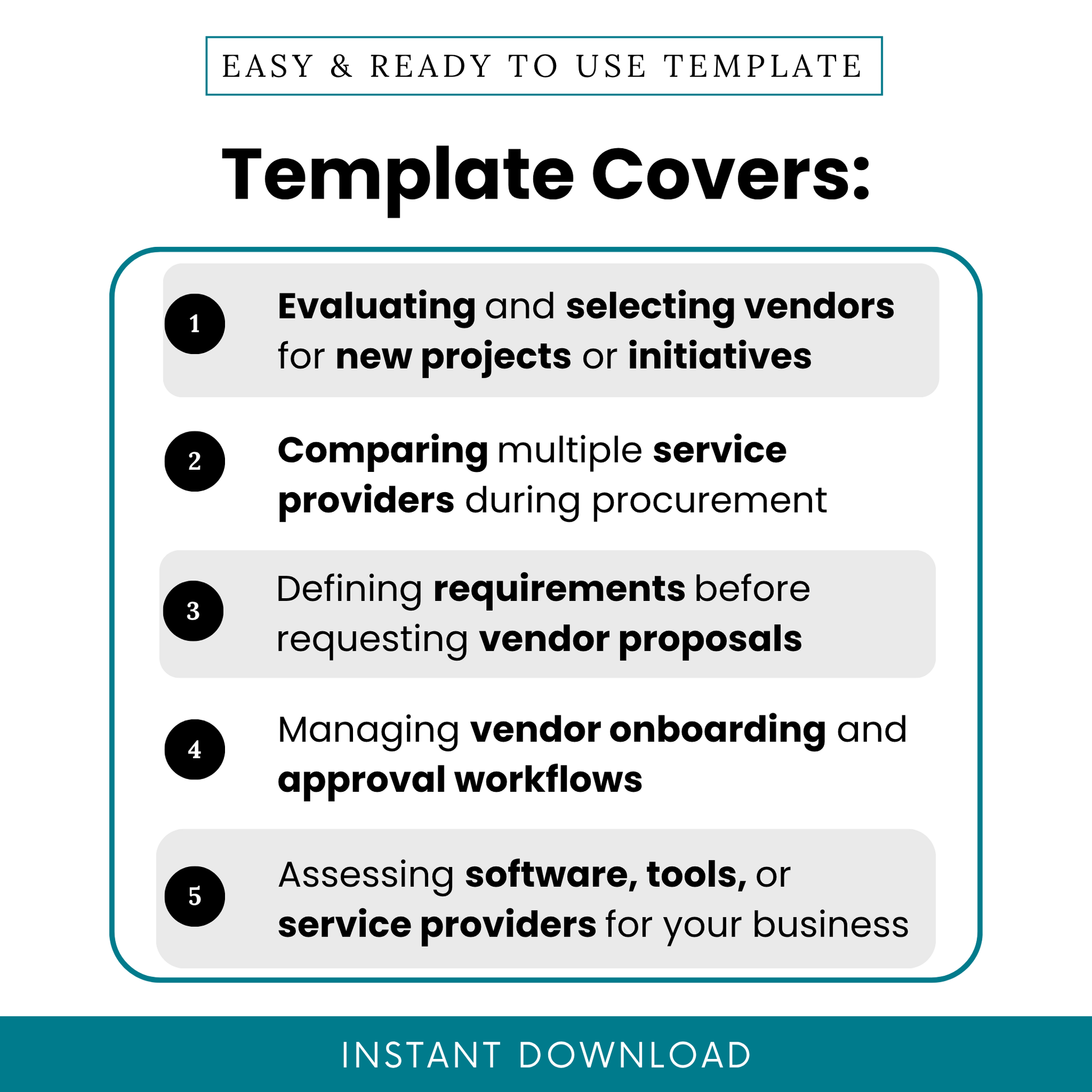 Simple Vendor Needs Assessment Template highlighting real-world use cases like vendor selection, procurement comparison, and onboarding workflows. This Vendor Needs Assessment Template PDF helps small businesses, managers, and teams define requirements and evaluate service providers efficiently.