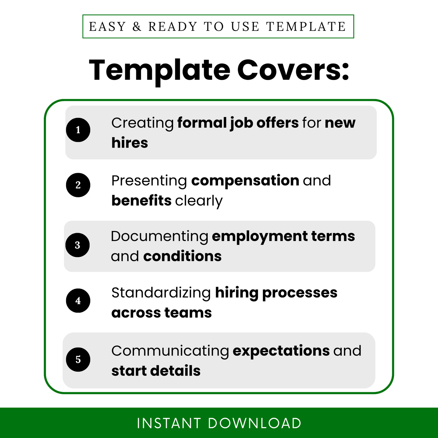 Simple Employment Offer Template showcasing key use cases like creating formal job offers, presenting compensation, and documenting employment terms. This Employment Offer Letter Template is perfect for teams standardizing hiring processes and improving onboarding workflows with an editable business document.