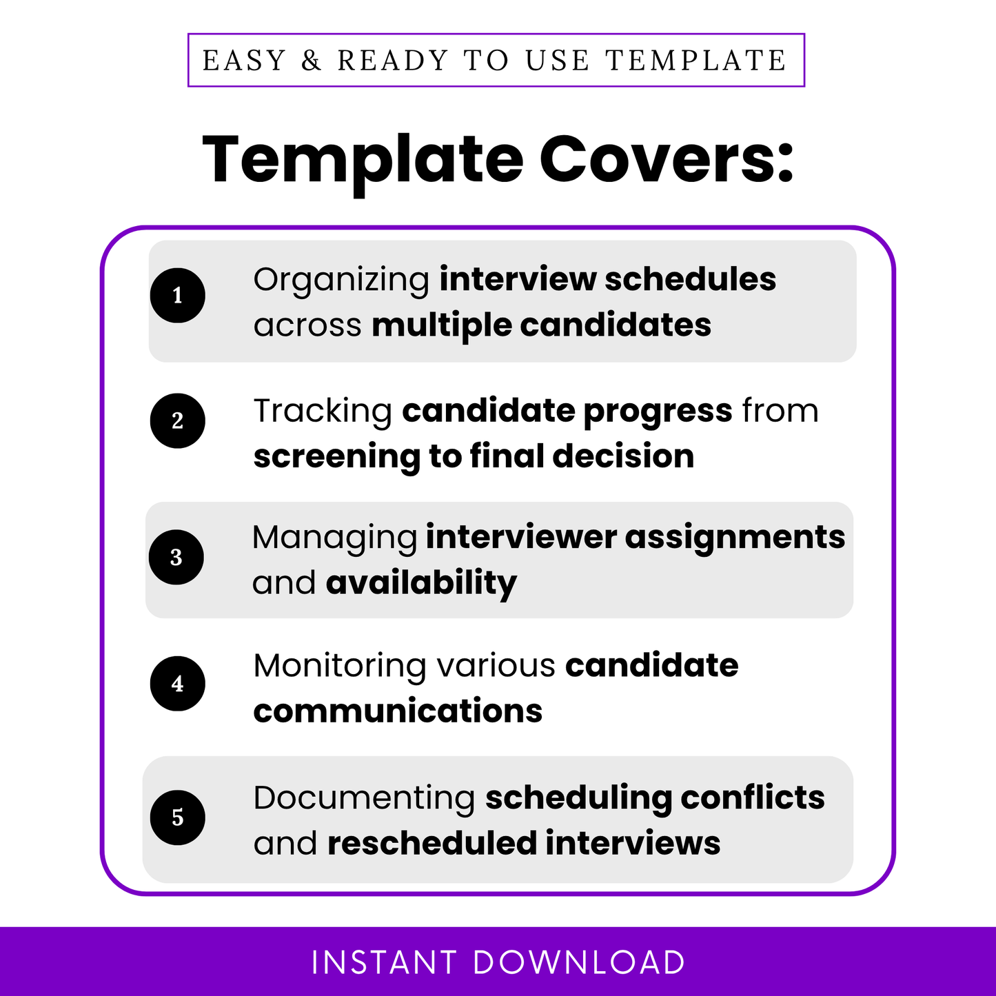 Simple interview schedule template for organizing interviews, tracking candidate progress, and managing hiring workflows for recruiters and HR professionals