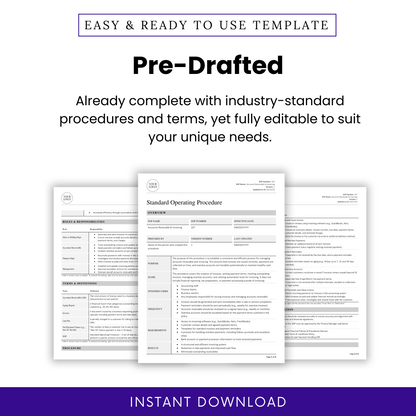Pre-drafted standard operating procedure template with text on a white background