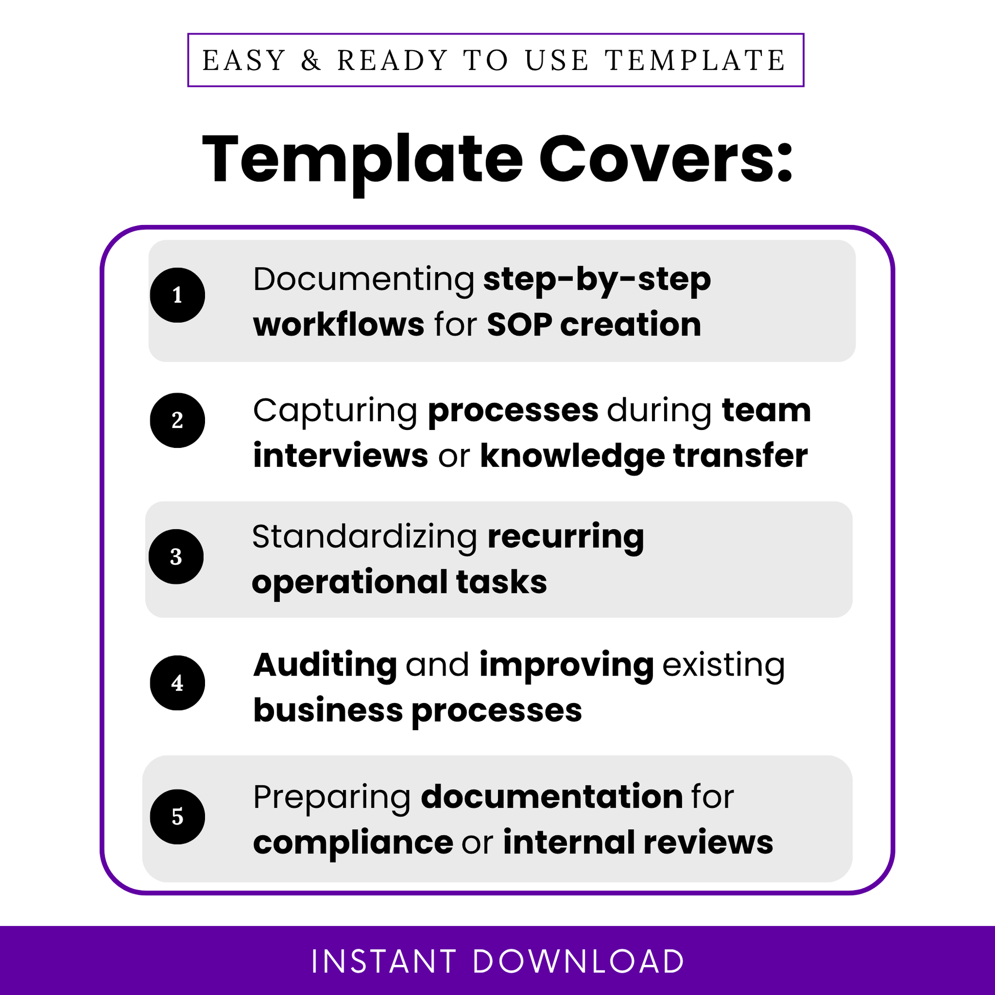 process documentation template use cases, SOP workflow mapping examples, business process audit worksheet, operations workflow planning tool