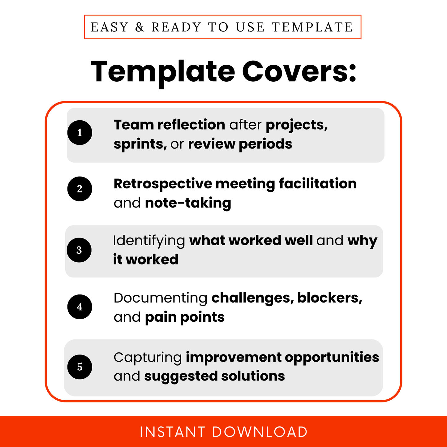 Team Retrospective Template Use Cases Including Project Reflection, Sprint Review, Meeting Facilitation, Note Taking, Identifying Wins And Challenges, Improvement Planning Worksheet
