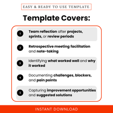 Team Retrospective Template Use Cases Including Project Reflection, Sprint Review, Meeting Facilitation, Note Taking, Identifying Wins And Challenges, Improvement Planning Worksheet