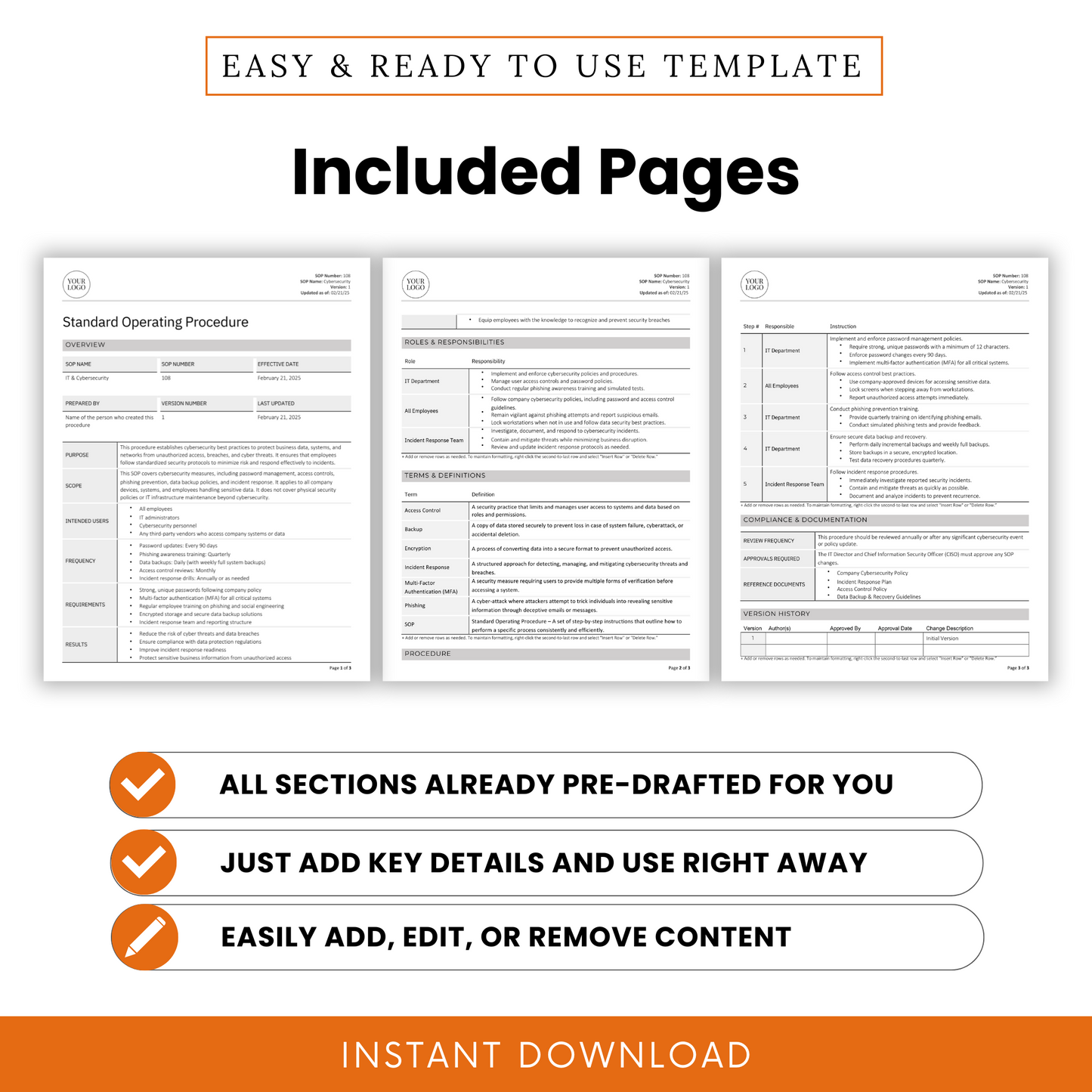 IT & Cybersecurity SOP Template (Word & PDF) – Simple Standard Operating Procedure Template