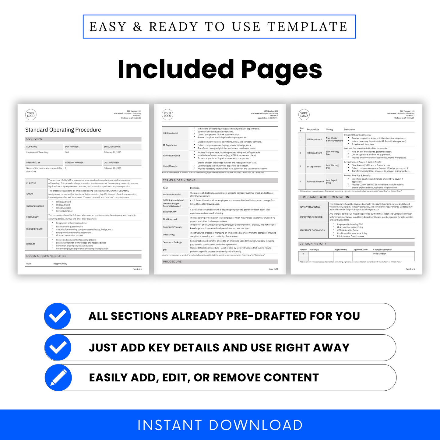 Employee Offboarding SOP Template (Word & PDF) – Simple Standard Operating Procedure Template