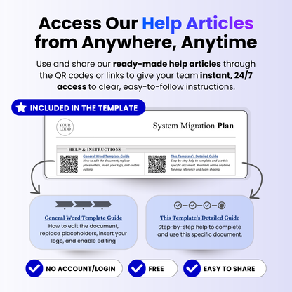 Built-in help and instruction guides accessible via QR codes, giving you quick, step-by-step support for editing and using the template anytime.