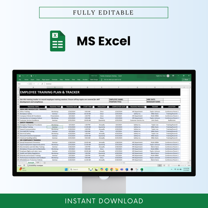 Simple Employee Training Plan & Tracker Template (Excel)
