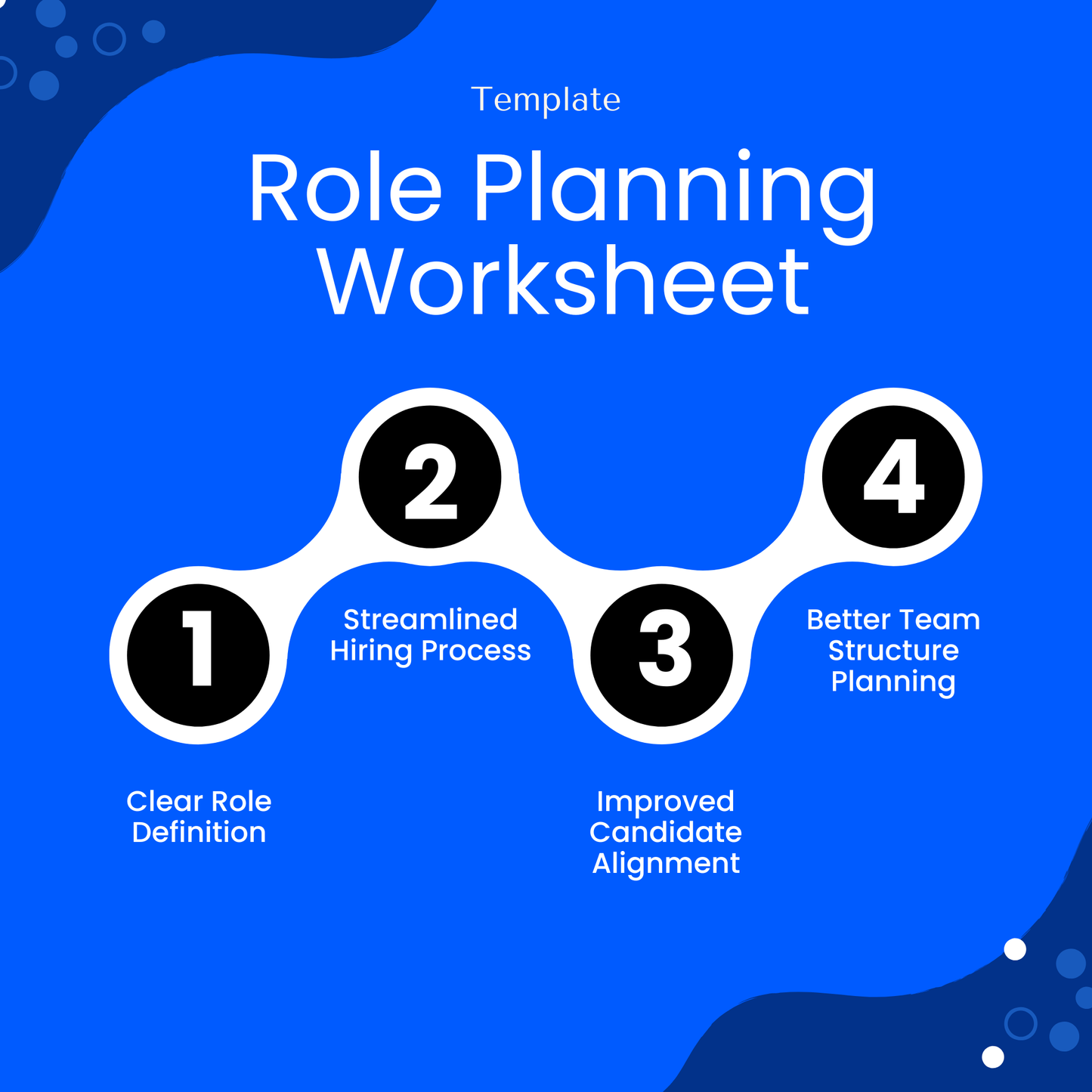 Role planning worksheet benefits infographic showing clear role definition, streamlined hiring process, improved candidate alignment, and better team structure planning