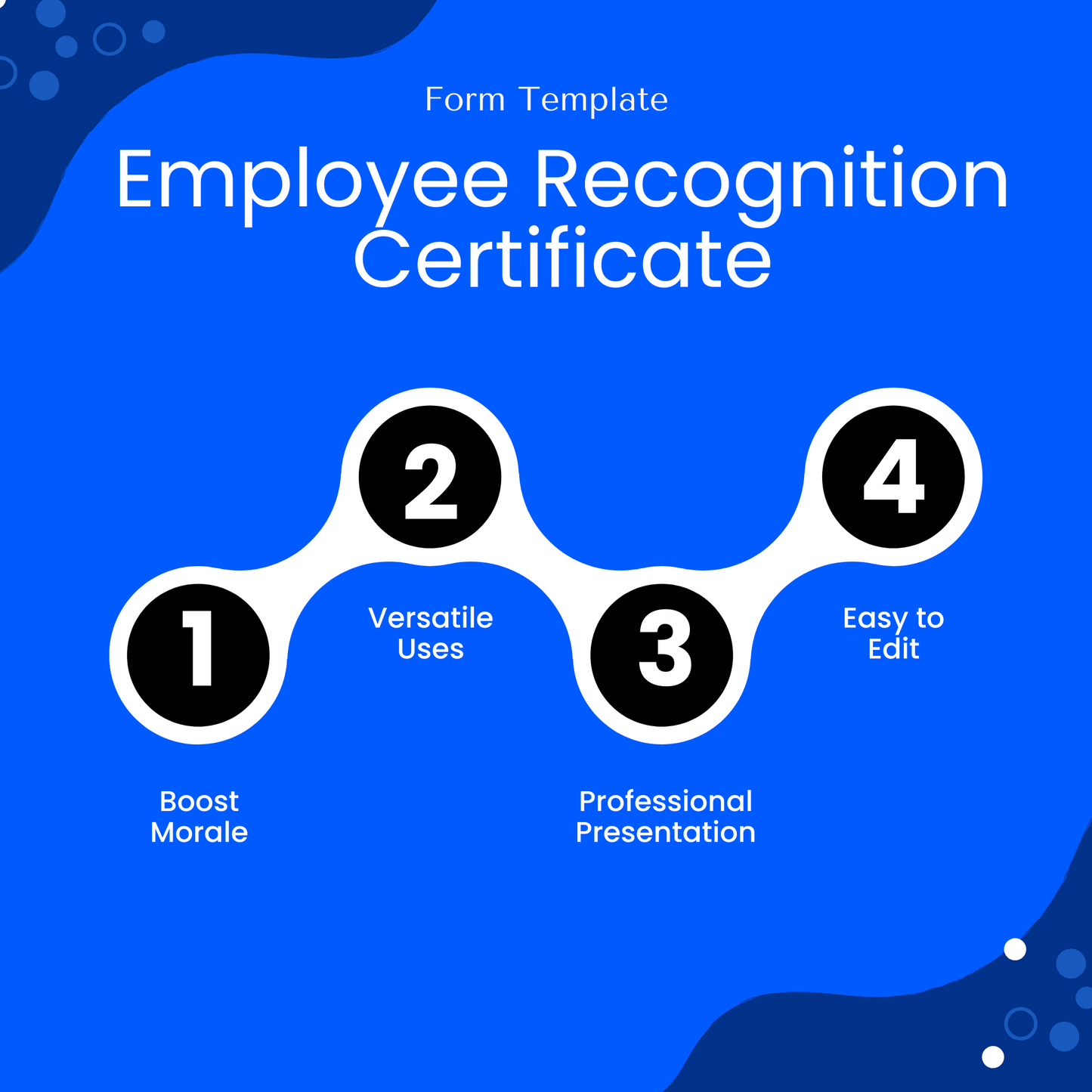 Employee recognition certificate template benefits including boosting morale, versatile uses, professional presentation, and easy editing for workplace awards