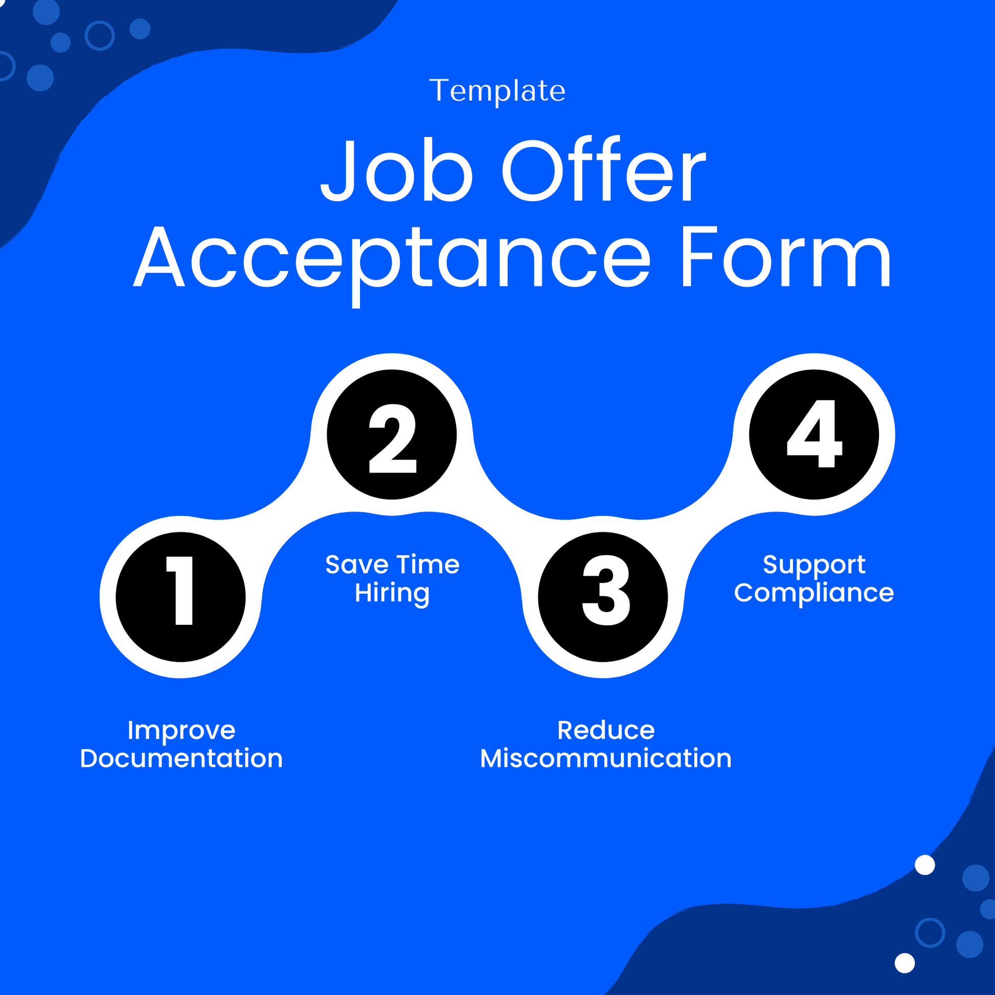 Job Offer Acceptance Form Template showcasing key benefits like improved documentation, reduced miscommunication, and compliance support. This simple Job Offer Acceptance Template is ideal for businesses looking to streamline hiring processes and maintain organized HR records.