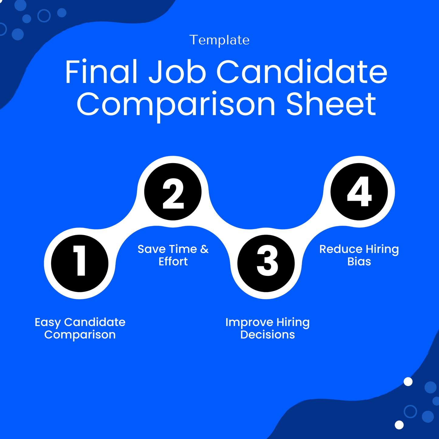 Candidate Comparison Template infographic highlighting key benefits like easy comparison, saving time, improving hiring decisions, and reducing bias. This simple and effective HR template supports better recruitment outcomes for managers, recruiters, and growing teams.