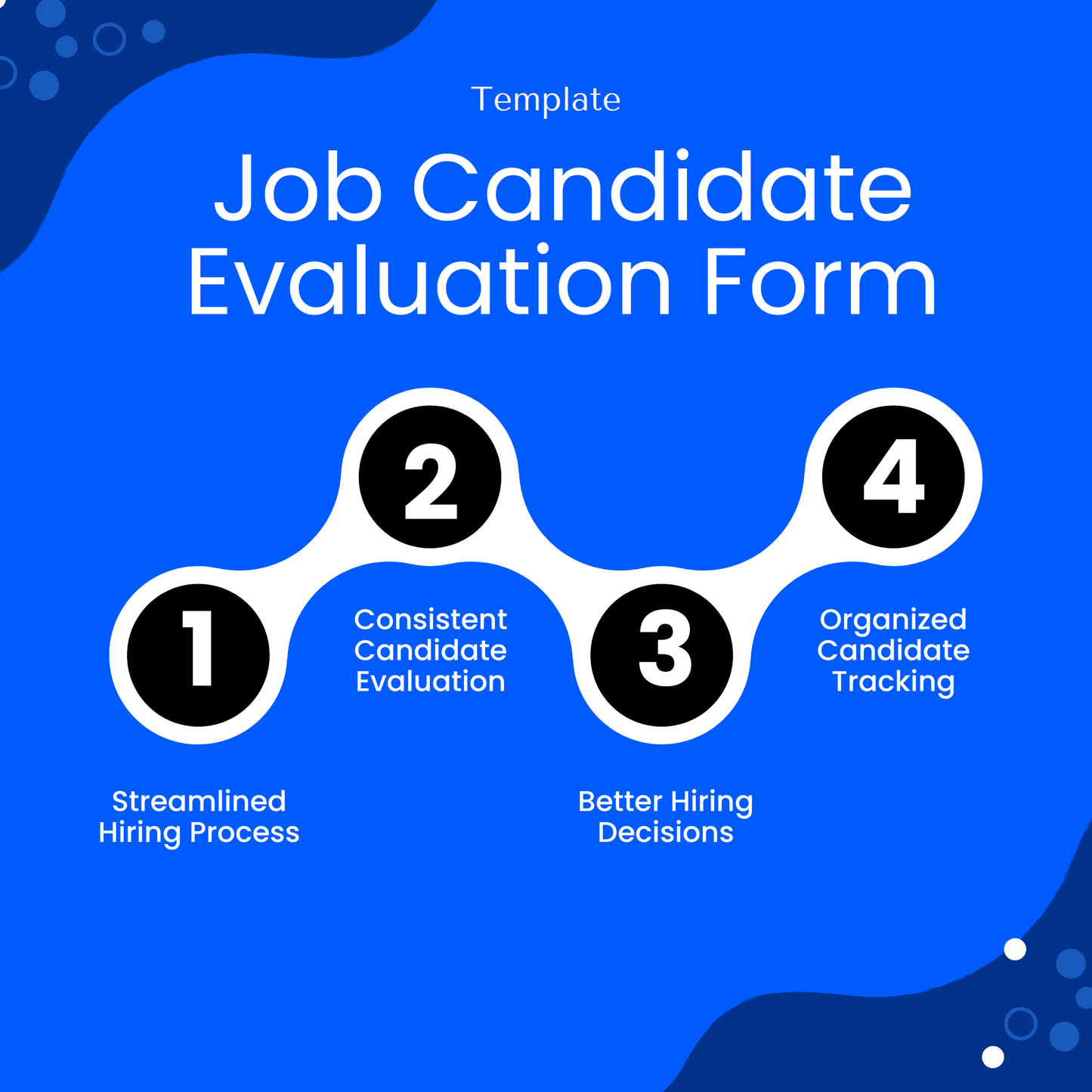 Job candidate evaluation template for recruiters showing benefits like streamlined hiring process, consistent interview scoring, and organized candidate tracking.