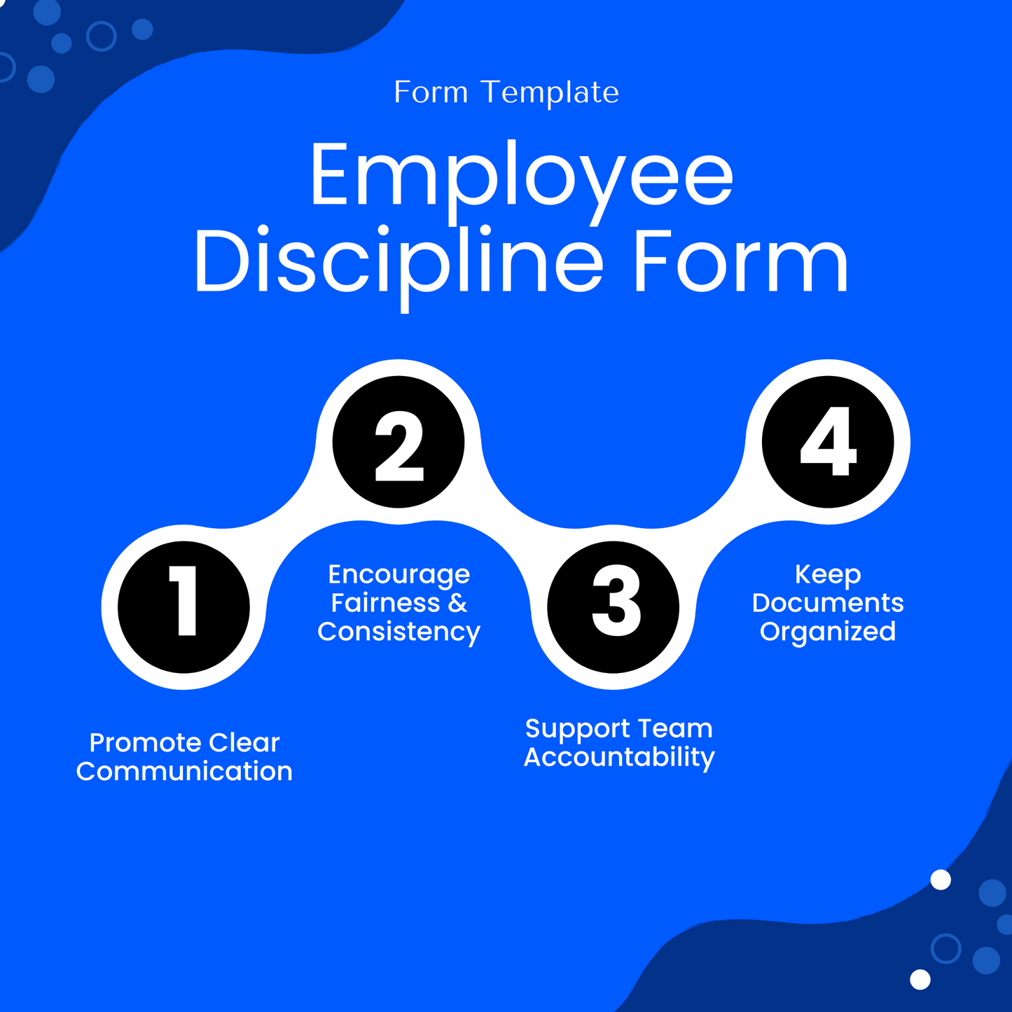 Four key benefits of using the Employee Discipline Form: promoting clear communication, encouraging fairness, supporting accountability, and keeping records organized.