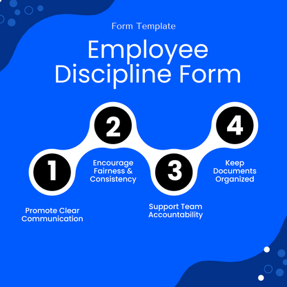 Four key benefits of using the Employee Discipline Form: promoting clear communication, encouraging fairness, supporting accountability, and keeping records organized.
