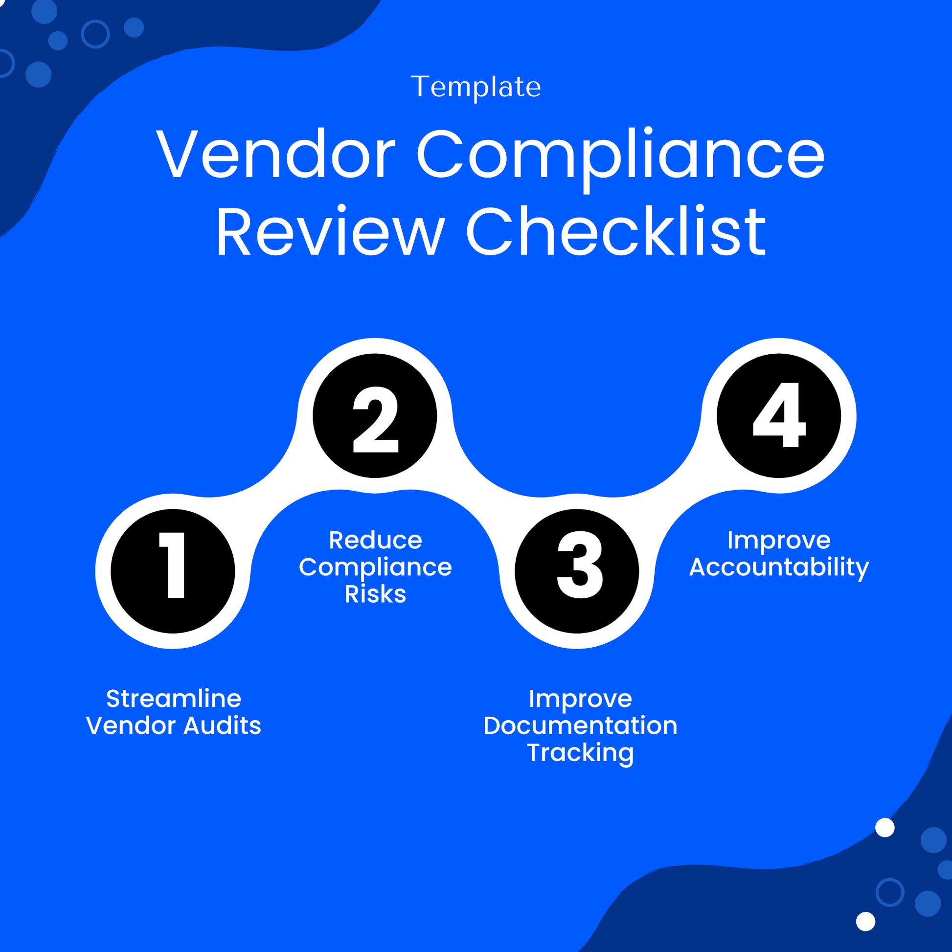 Vendor Compliance Review Checklist Template showcasing benefits like streamlining vendor audits, reducing compliance risks, and improving accountability. This Vendor Management Template supports efficient workflows and better business decision-making.