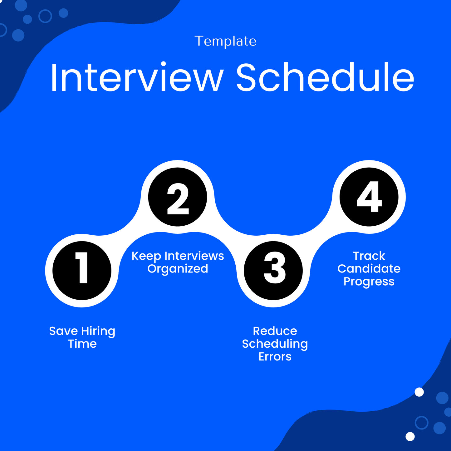Interview schedule template for recruiters showing benefits like saving time, reducing scheduling conflicts, and improving candidate tracking