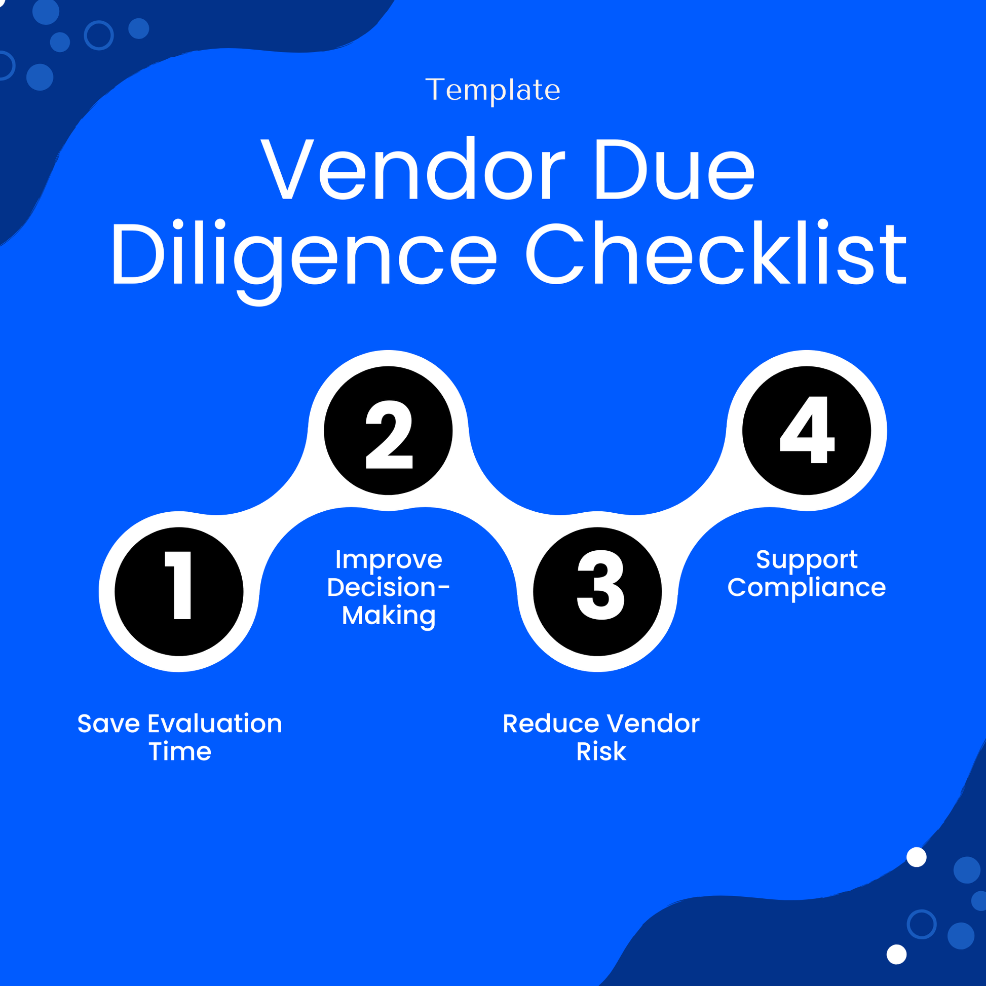Vendor Due Diligence Checklist Template showcasing key benefits like saving evaluation time, improving decision-making, reducing vendor risk, and supporting compliance. This simple Vendor Due Diligence Template is perfect for professionals seeking an efficient and reliable vendor management tool.