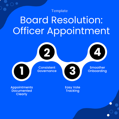 Nonprofit board resolution officer appointment template benefits including clear documentation, consistent governance, easy vote tracking, and smoother onboarding process for board members