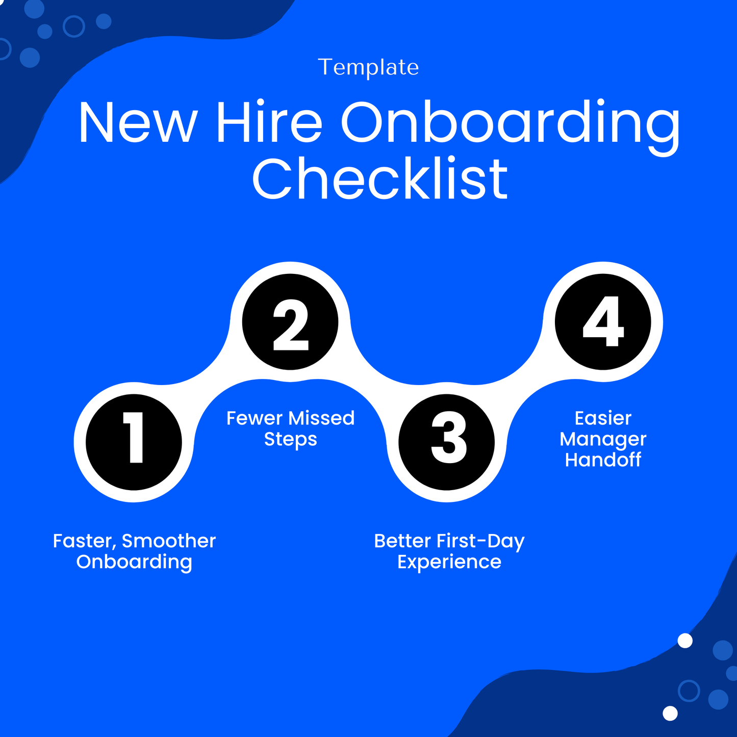 Employee onboarding checklist benefits infographic showing faster onboarding, fewer missed steps, better first day experience, easier manager handoff, HR onboarding process improvement
