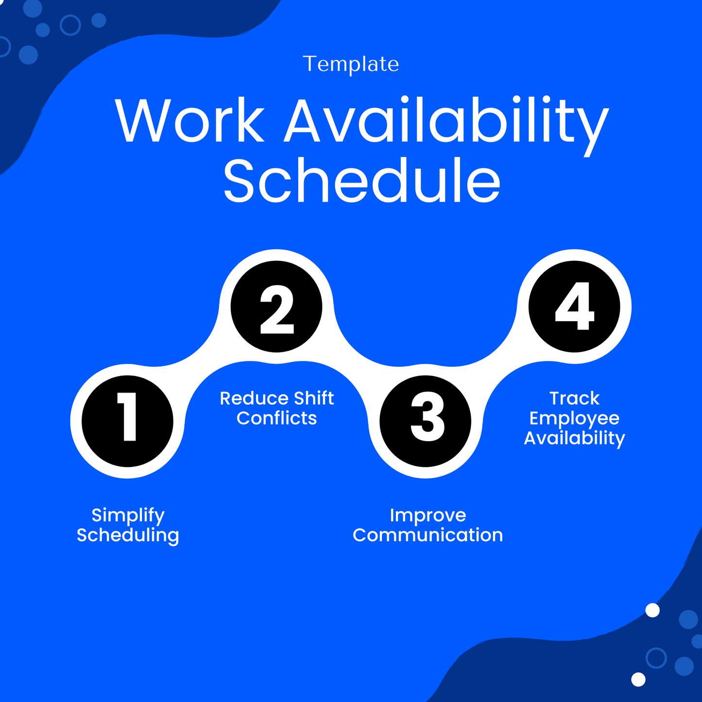 Work availability schedule template benefits including simplified scheduling, reduced shift conflicts, improved communication, and efficient employee availability tracking