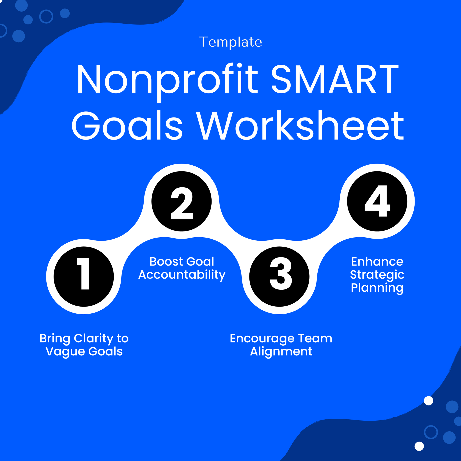 Nonprofit SMART goals template benefits including clarity, accountability, team alignment, and improved strategic planning for organizations