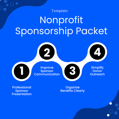 Simple Nonprofit Sponsorship Packet Template showcasing key benefits like improved sponsor communication and organized donor outreach. This Sponsorship Packet Template helps nonprofits create professional presentations, clearly communicate value, and streamline fundraising efforts.