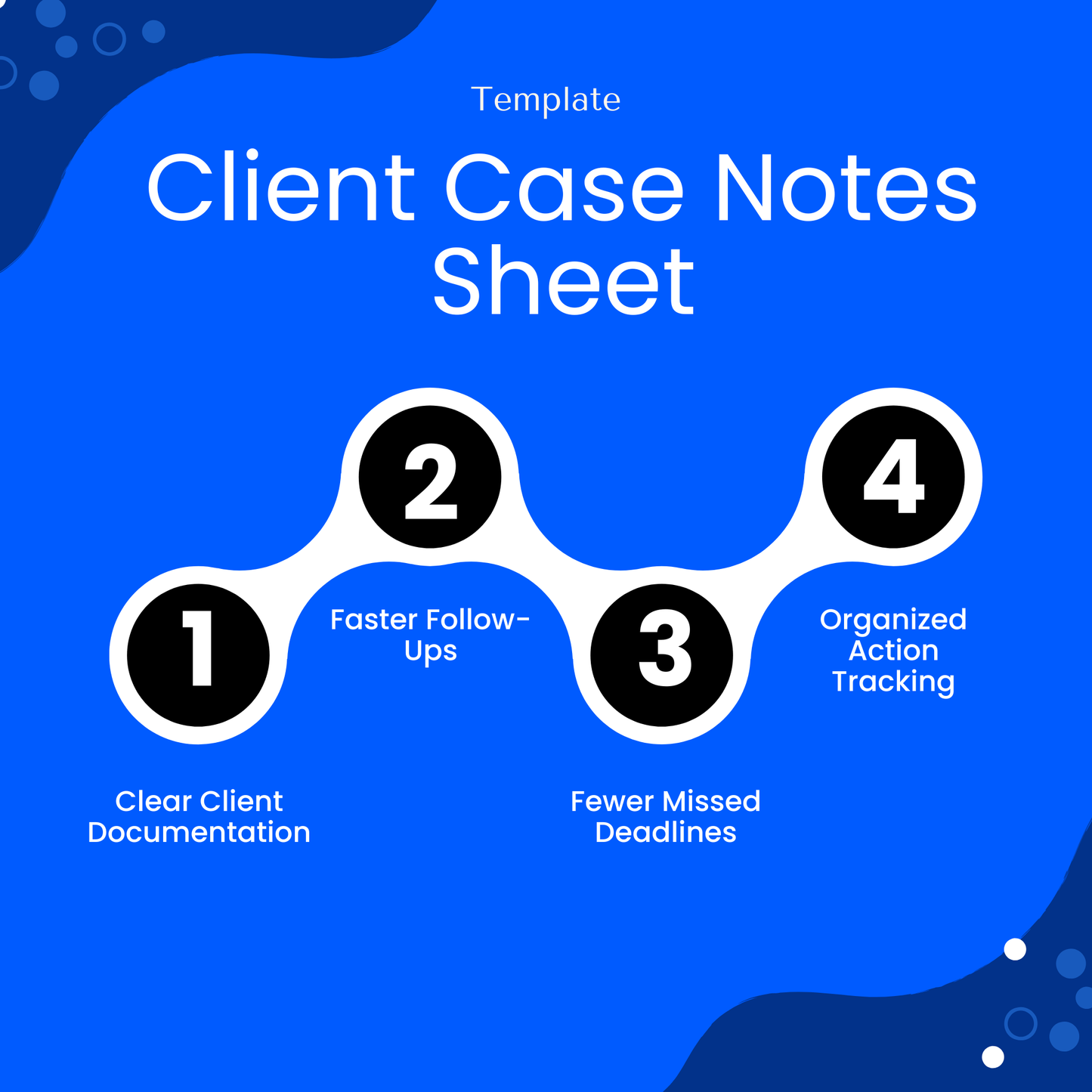 Client case notes template benefits including clear documentation, faster follow-ups, fewer missed deadlines, and organized action tracking for project management