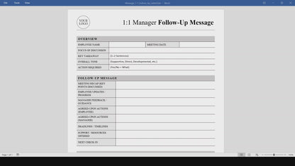 1:1 Manager Meeting Follow-Up Message Template (Word, PDF)