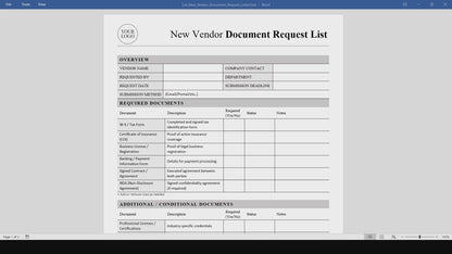 New Vendor Document Request List Template (Word, PDF)